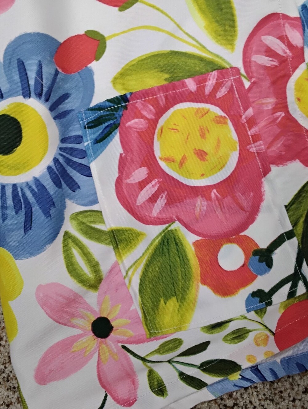 4041 Size XL/1X Floral Cardigan Top - White with Pink & Blue Flowers - Picture 2 of 4
